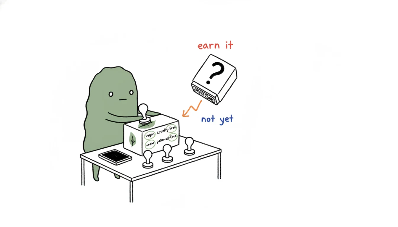 Bath bomb claim architecture stacking vegan cruelty-free and palm-oil-free claims for private label