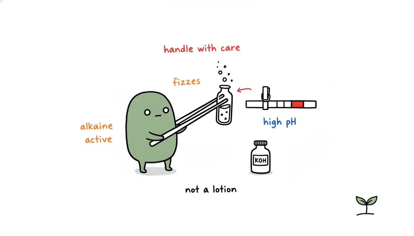 Xiaolv handling an active alkaline callus remover gel like a live, pH-loaded vial in private label sourcing