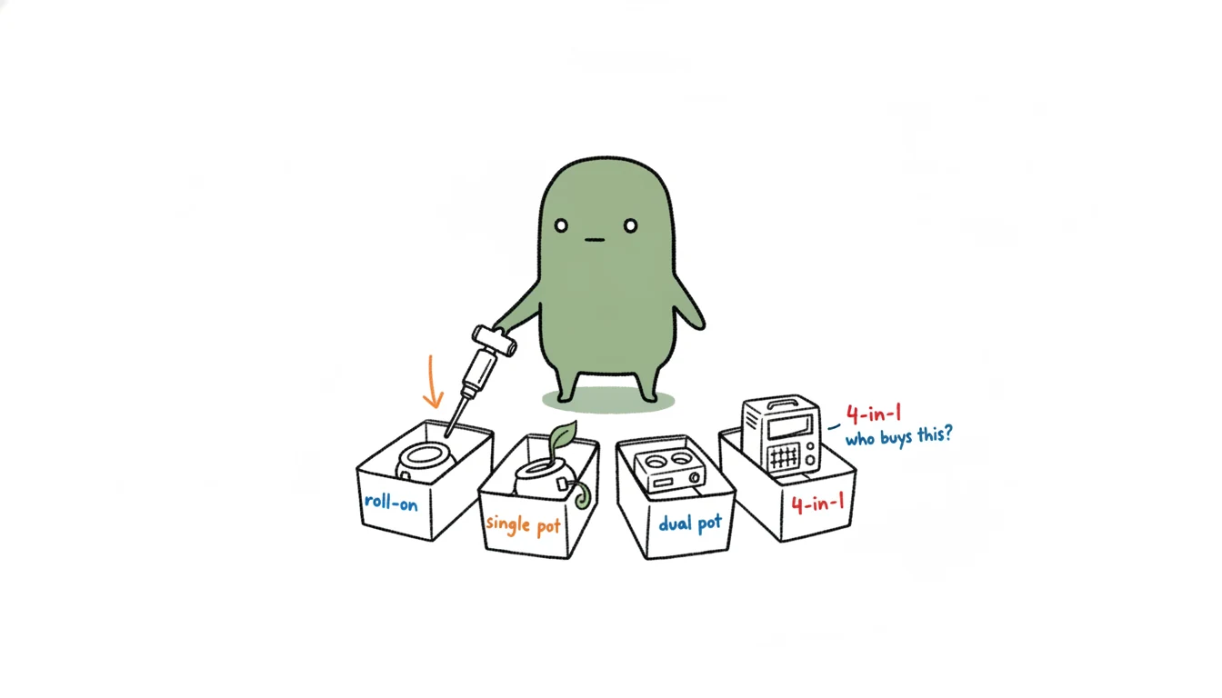 Xiaolv sorting depilatory wax heater types (roll-on, single-pot, dual-pot, multi-function) into buyer bins for B2B wholesale sourcing