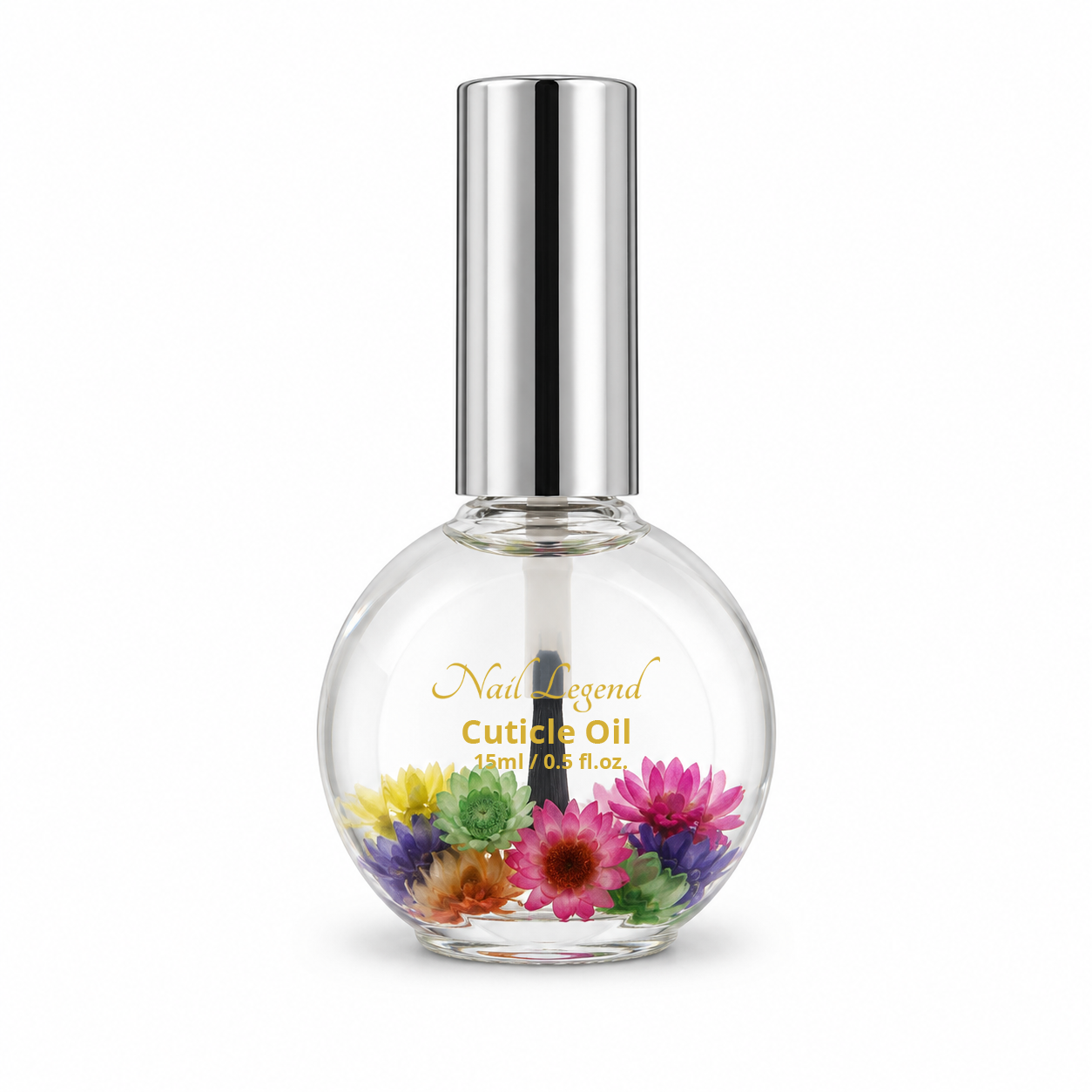 15ml clear cuticle oil with Vitamin E, brush-cap applicator — NailLegend private label / OEM
