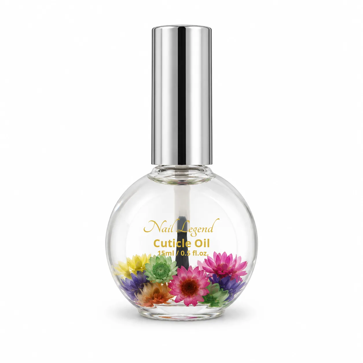 15ml clear cuticle oil with Vitamin E, brush-cap applicator — NailLegend private label / OEM