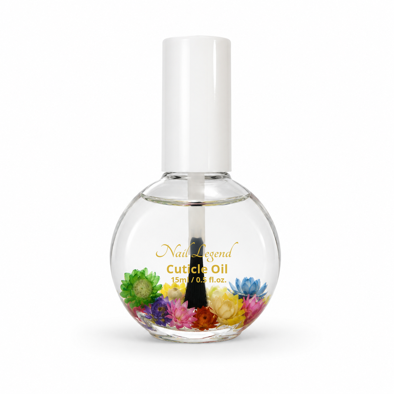 15ml clear cuticle oil with Vitamin E, brush-cap applicator — NailLegend private label / OEM