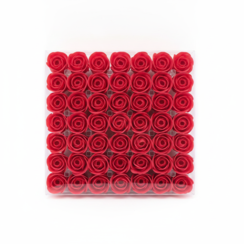 Single-color red 3D soap rose flowers, 81 pieces per box — wholesale OEM