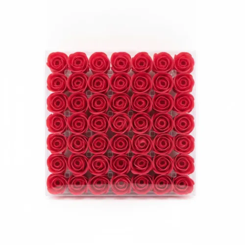 Single-color red 3D soap rose flowers, 81 pieces per box — wholesale OEM