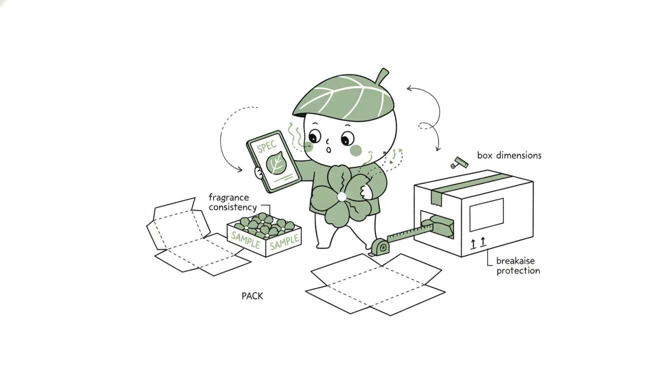 B2B soap flowers sourcing checklist covering specifications, samples and packaging