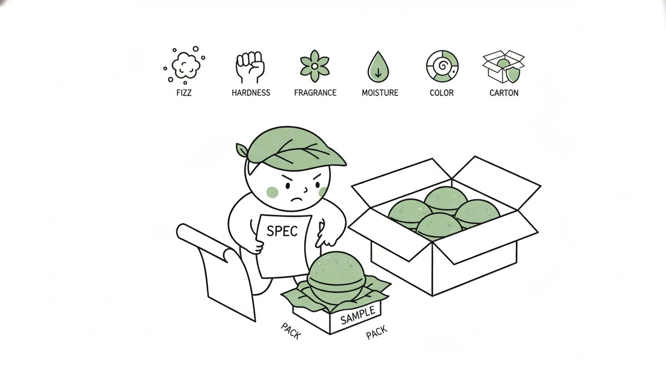 B2B bath bombs sourcing checklist covering specifications, samples and packaging