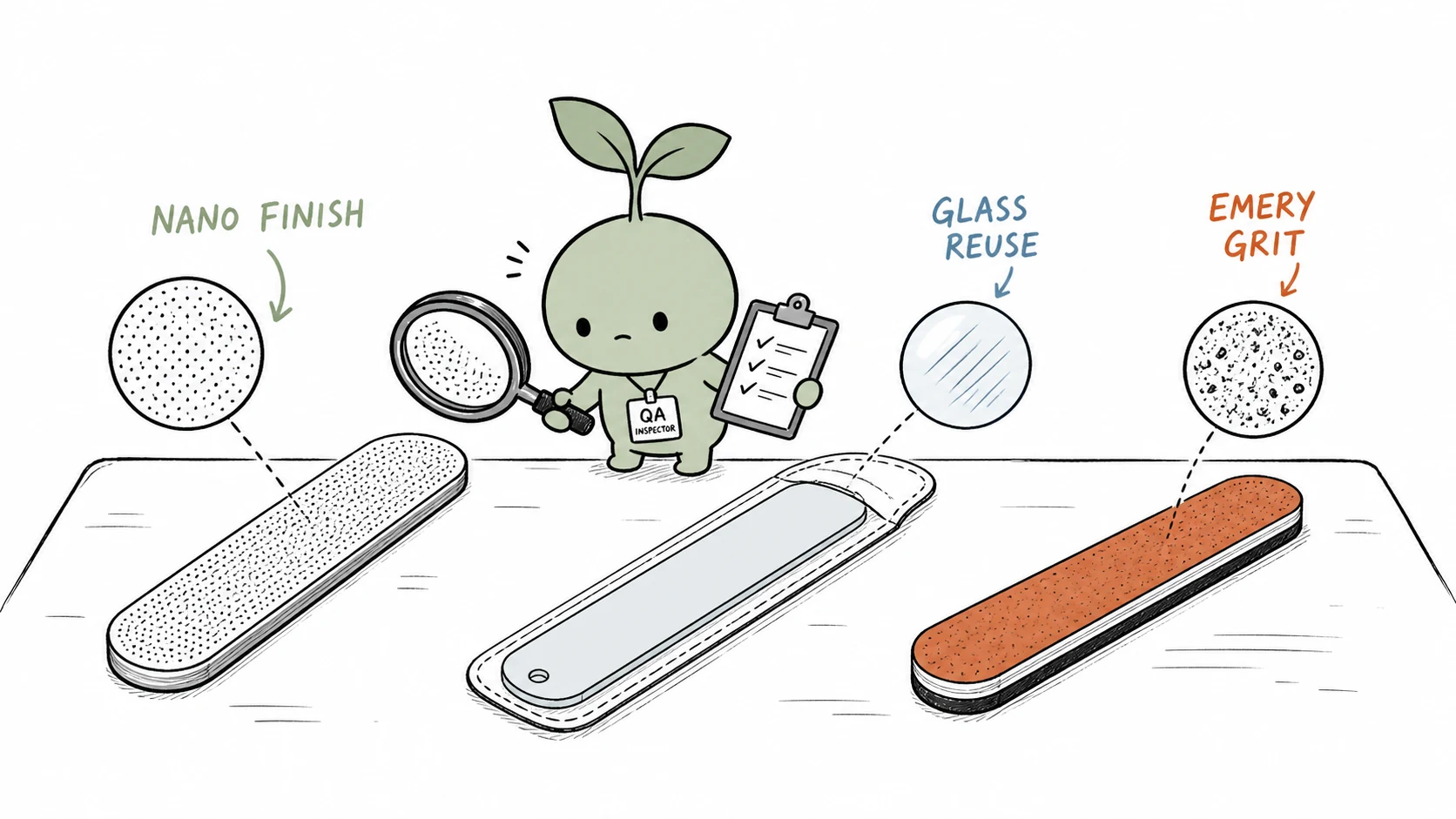Nano, glass and emery nail file format comparison for wholesale buyers