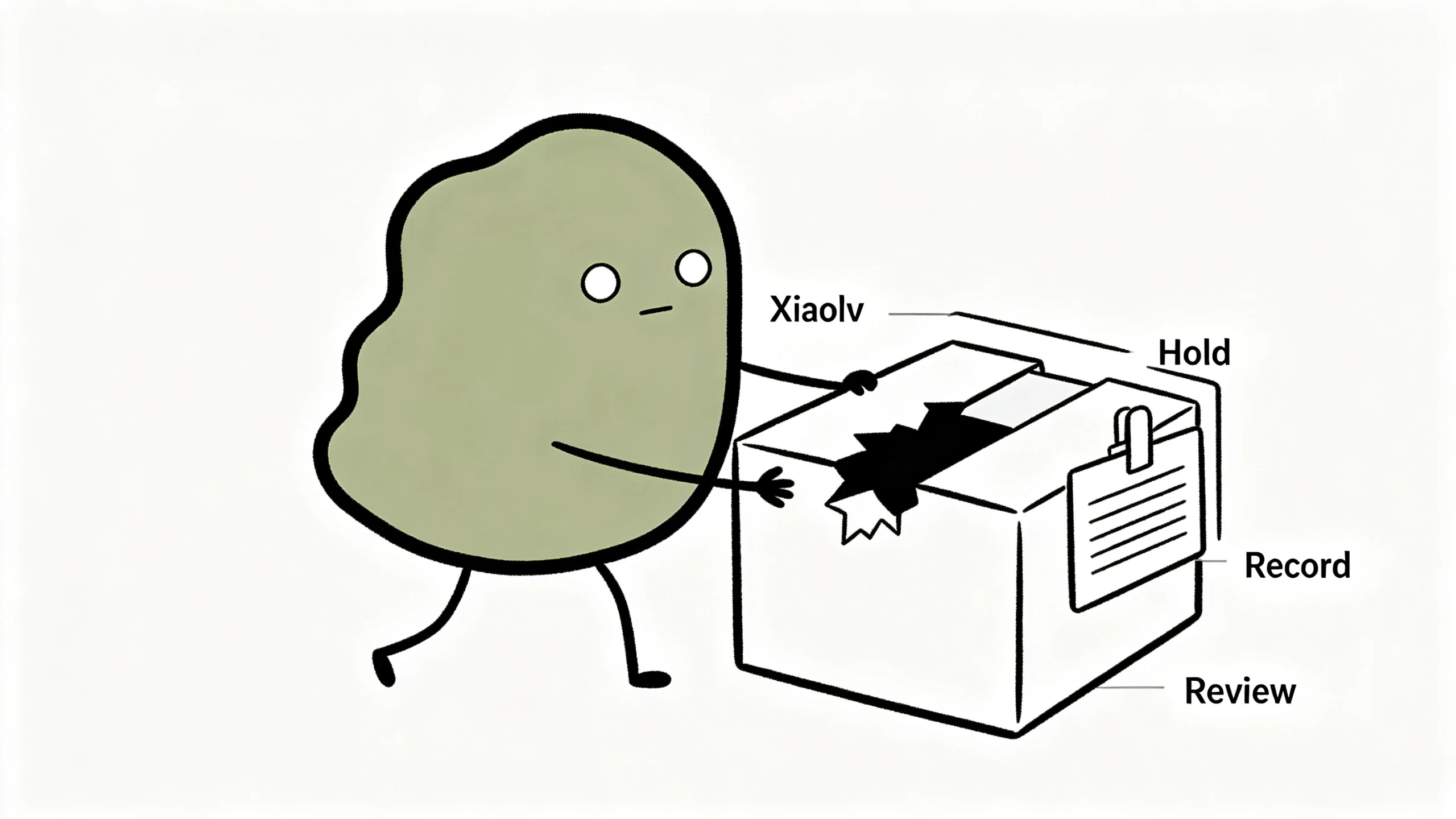 Xiaolv isolates a damaged bath salt carton with its traceability record.
