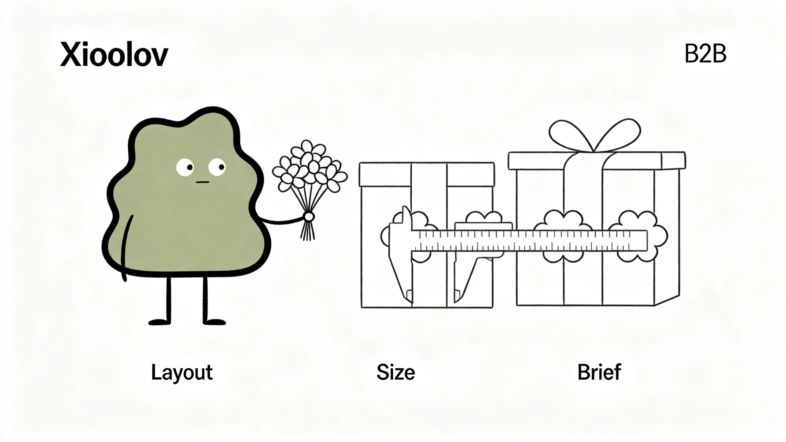 Xiaolv measures a soap flower bouquet layout against its gift box design brief.
