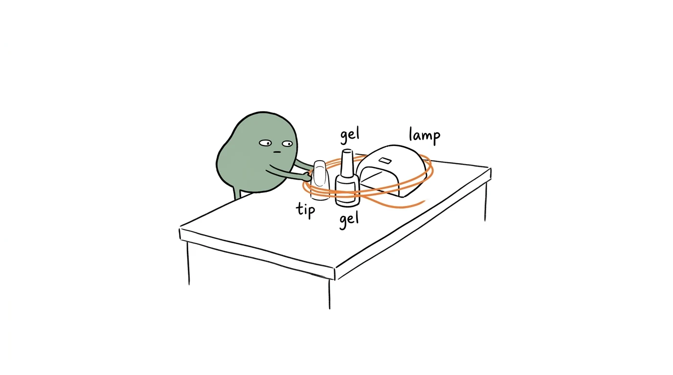Xiaolv groups a nail tip, bonding gel and lamp for a compatibility check