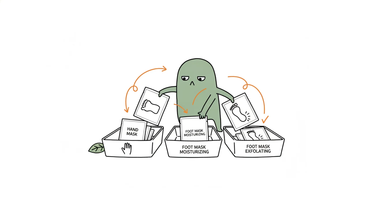 Xiaolv sorting product options for hand and foot mask packets in a B2B sourcing guide